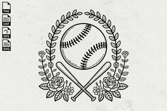 Baseball Rose SVG, Floral Softball SVG