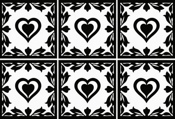 Black Heart Floral Tile SVG Cut File