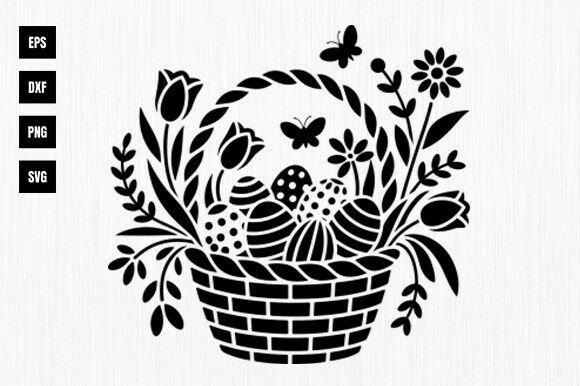 Easter Basket SVG, Floral Basket Svg