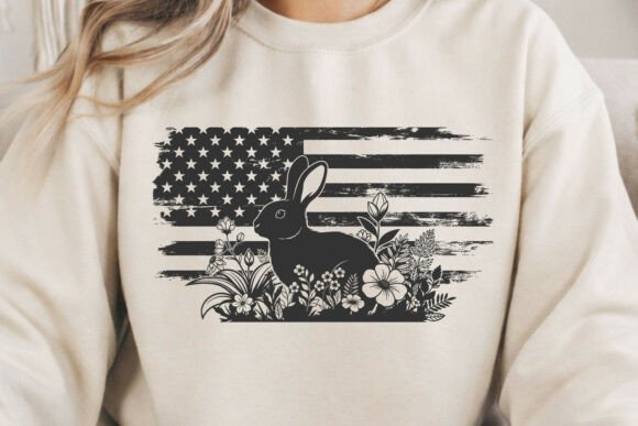 Easter Bunny USA Flag Floral Spring SVG