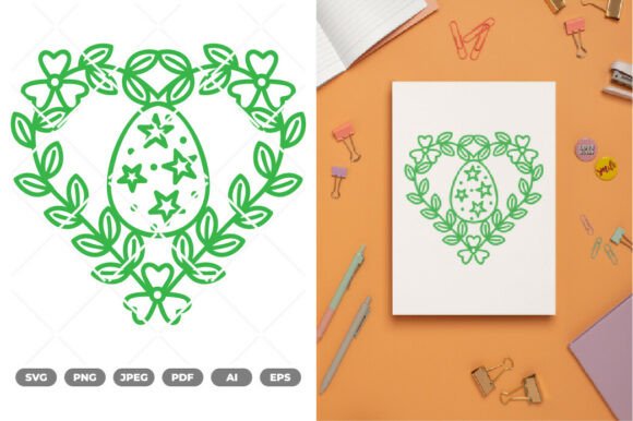 Easter Egg Floral Frame SVG Clipart