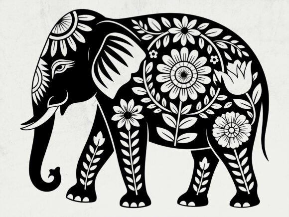 Floral Elephant Svg, Boho Elephant Svg
