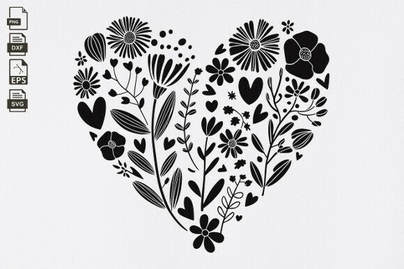 Floral Heart SVG, Flower Wreath Cut File