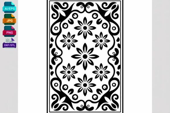 Floral Scrollwork SVG Cut File Black
