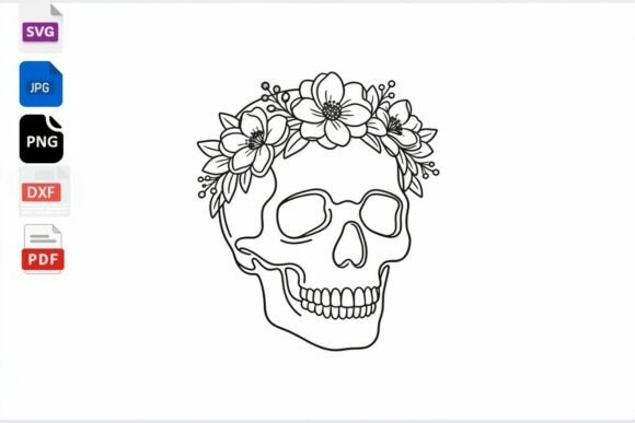 Floral Skull SVG Cut File Flower Crown