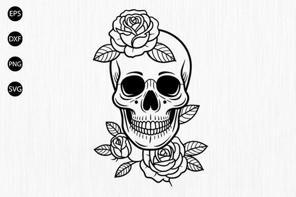 Floral Skull Svg, Gothic Skull Svg