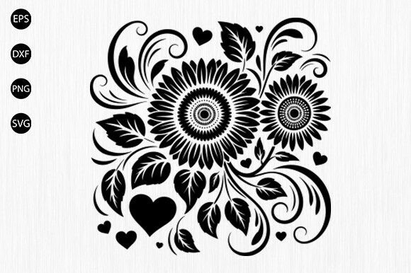 Floral Sunflower Svg, Sunflower Love SVG