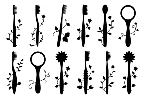 Floral Toothbrush SVG Cut File Bundle
