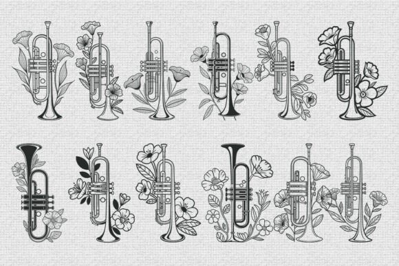 Floral Trumpet SVG Bundle Cutting File