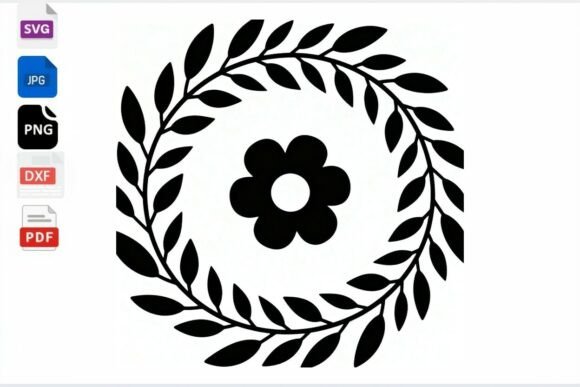 Floral Wreath SVG Cut File Flower Leaves