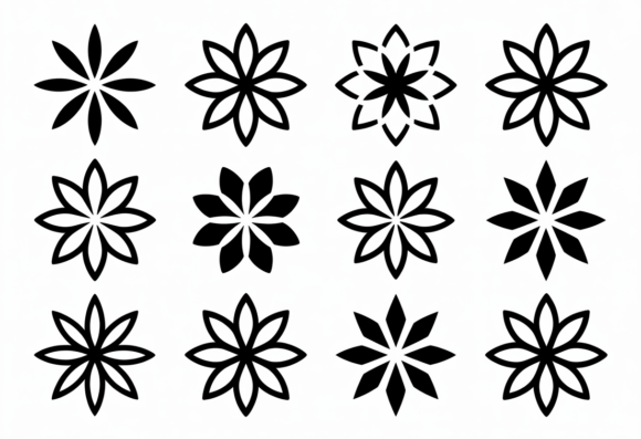 Geometric Floral Star SVG Clipart Bundle