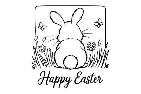 Happy Easter SVG, Floral Bunny, Spring