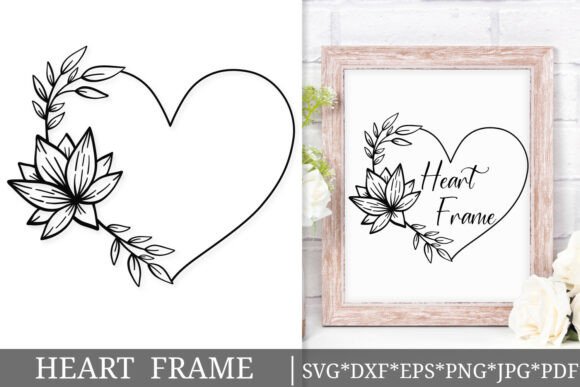 Lotus Heart Floral Frame SVG Zen
