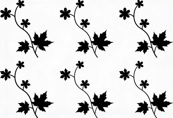 Maple Leaf Vine Floral Silhouette SVG