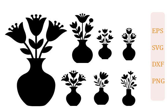 Minimal Floral Vase SVG PNG Set