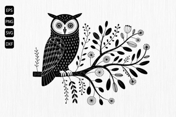 Owl with Flowers Svg, Floral Owl Svg