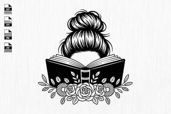 Reading Woman Svg,Floral Book Svg