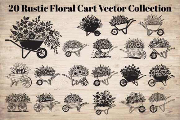 Rustic Floral Cart SVG Bundle