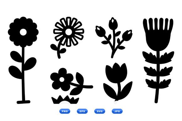Simple Black Floral Silhouette Svg